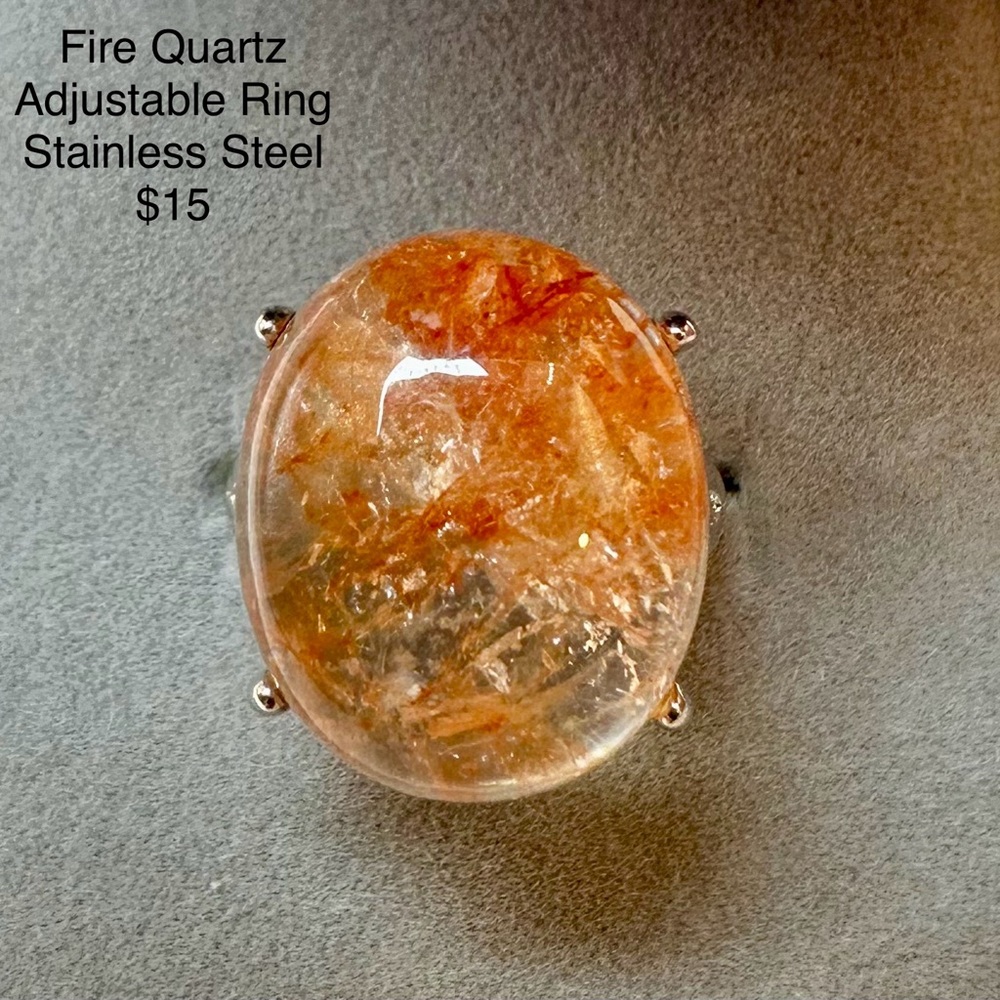 Fire Quartz Adjustable Stainless Steel Ring